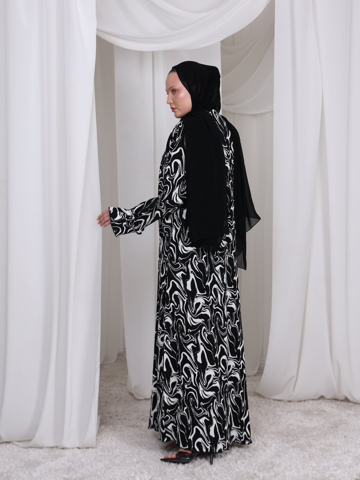 Matching black chiffon sheila for The Swirl abaya