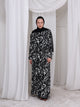 The Swirl luxury black and white printed crepe abaya by Le Marque Closet